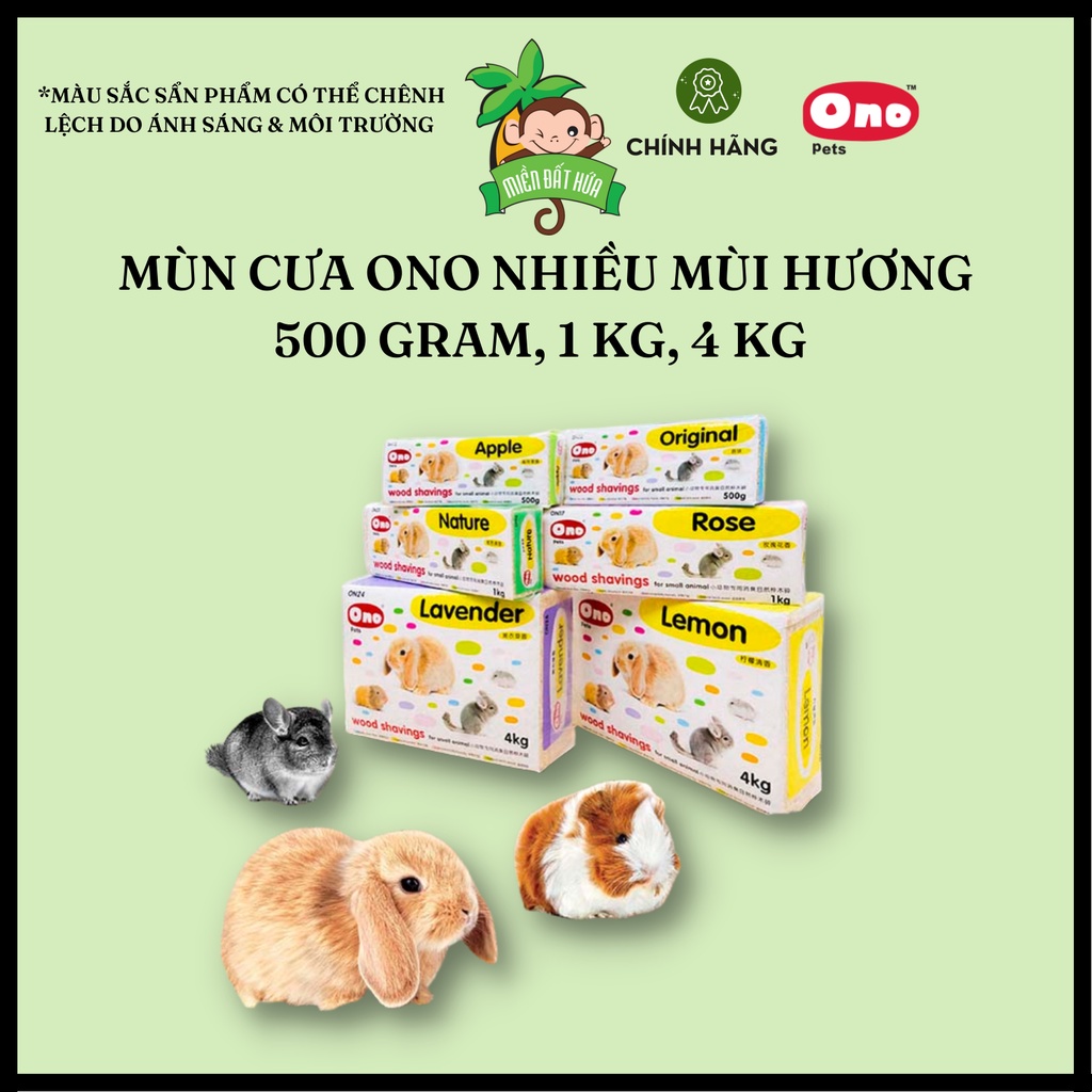 Lót chuồng Hamster - Mùn cưa mềm chính hãng Ono 6 mùi hương 500 gram, 1kg, 4kg cho hamster