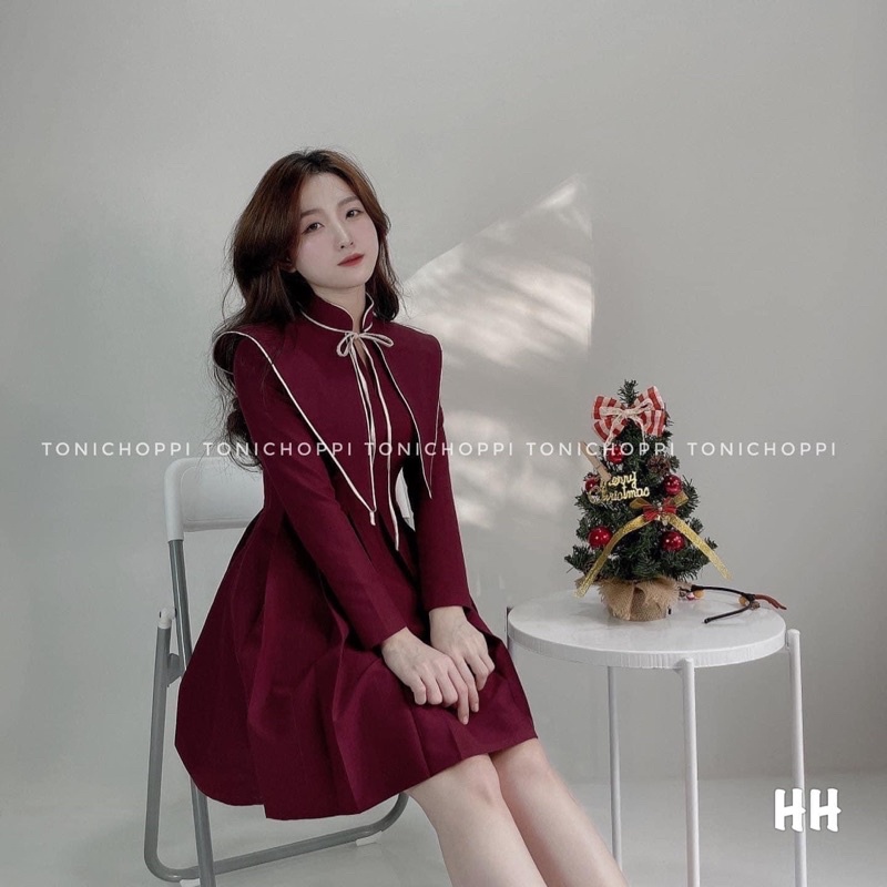 Váy nhung liền thân