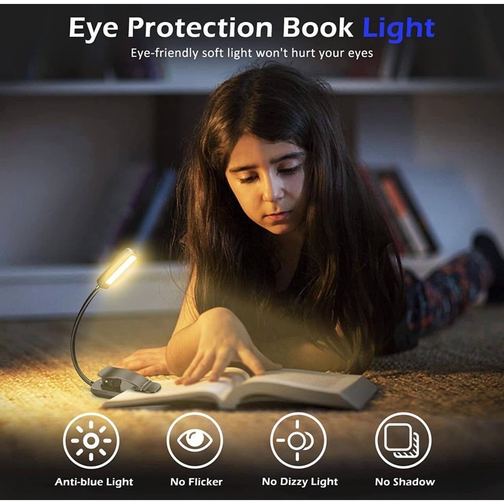 ĐÈN KẸP ĐỌC SÁCH MINI OUILA (hàng mua tại Đức, 6 đèn led, 3 chế độ sáng)