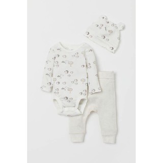 Set 3ct body kèm mũ H&M sơ sinh