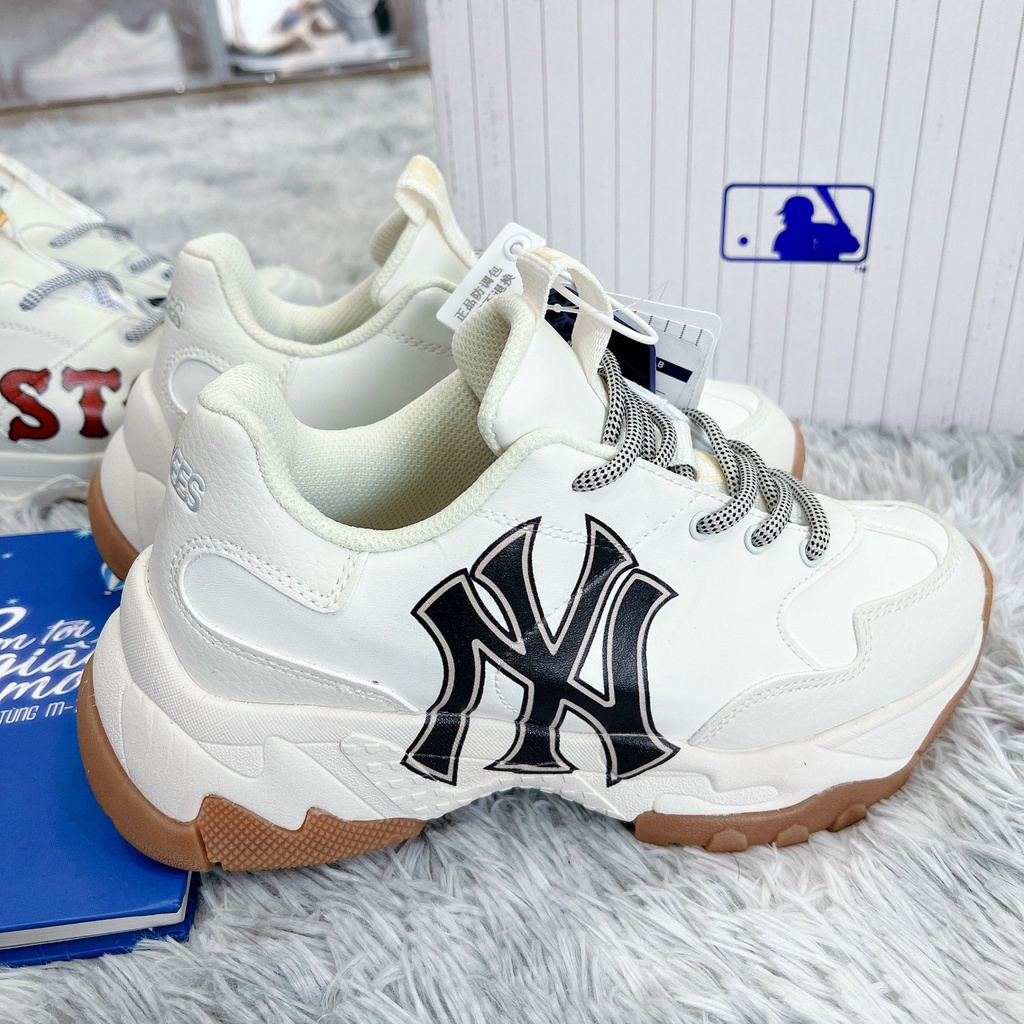 Giày_MLB NY, Giày Sneaker NY Đế Nâu Da Bò Cao Cấp Đế Cao Tăng Chiều Cao Full Box Bill