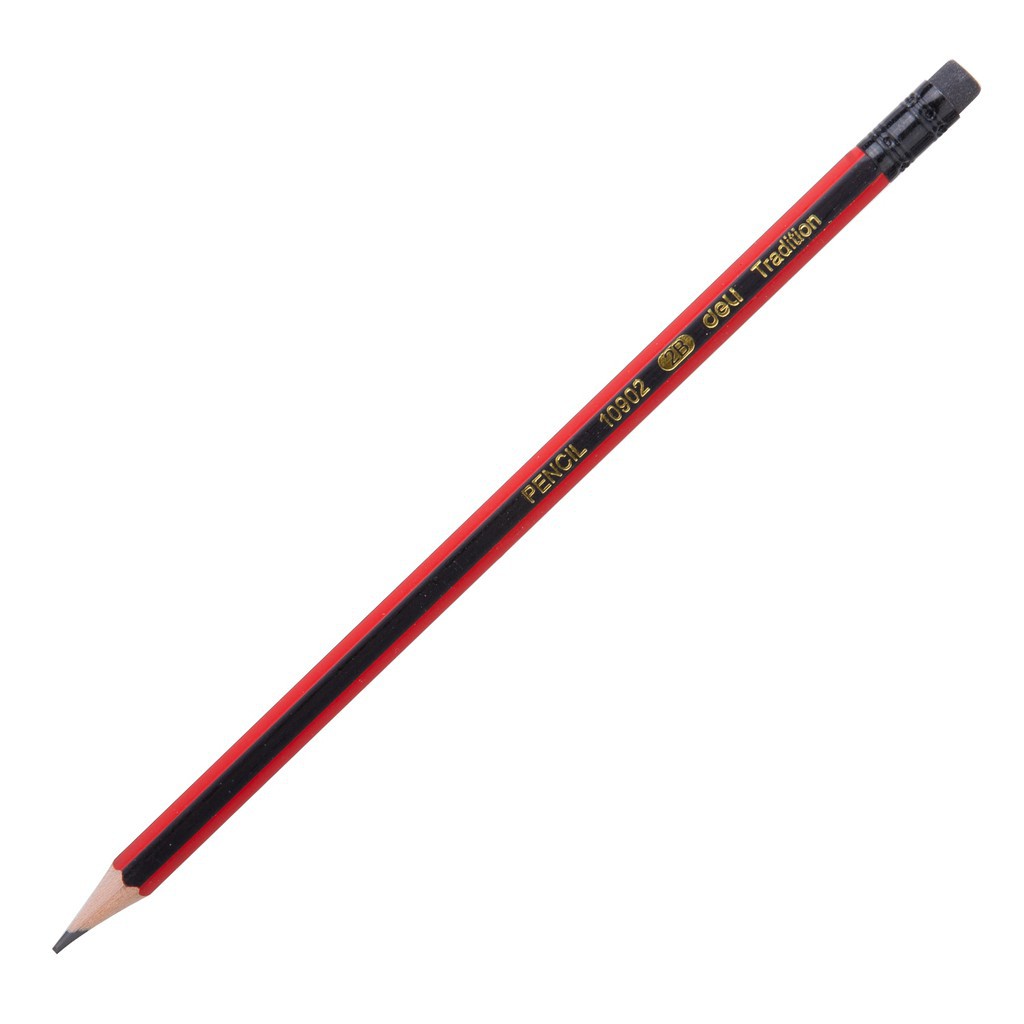 Bút chì 2B DELI, cán bút 6 cạnh, đỏ đen - 12 cây/hộp W10902