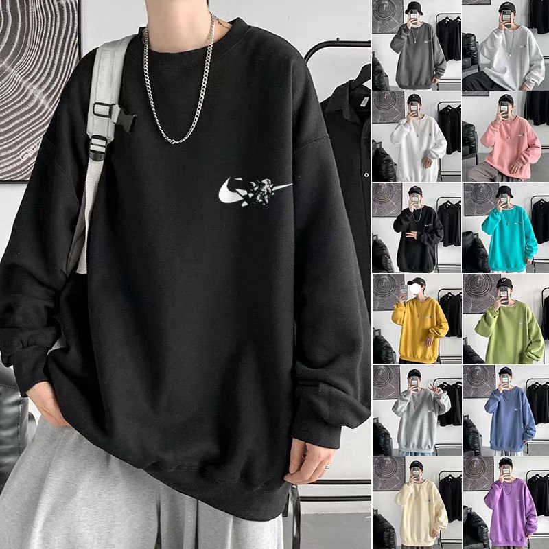Áo Sweater Cổ Tròn Tay Dài Dáng Rộng Thời Trang Xuân Thu Cho Nam Giới Cỡ M-8XL