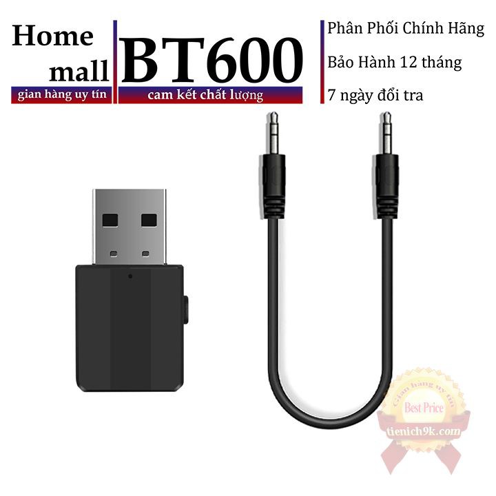 Thiết bị USB thu phát Bluetooth 5.0 bt600 kết nối âm thanh Loa tai nghe PC Laptop