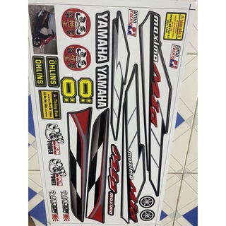 Tem rời mio maximo trắng đỏ dán xe đen tặng tem logo