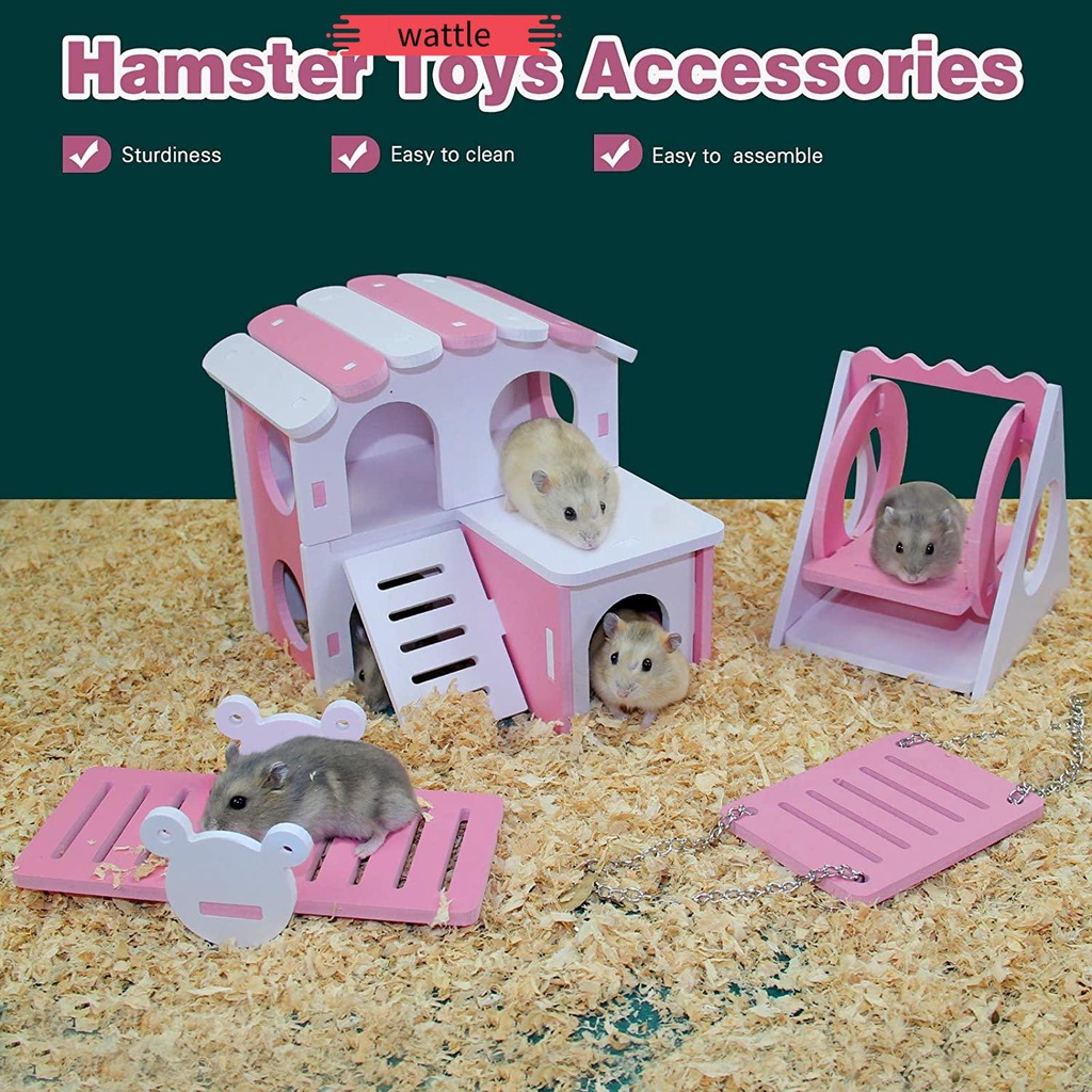 Đồ chơi bằng gỗ cho chuột hamster DIY tùy chọn kiểu dáng