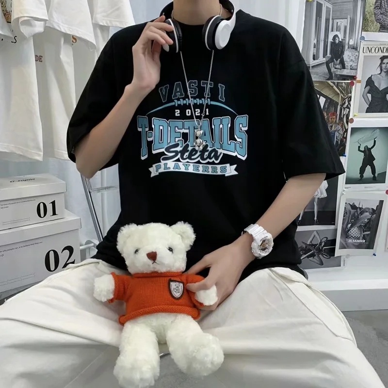 Áo Thun Nam Tay Ngắn Cổ Tròn In Chữ Phong Cách Retro Đơn Giản Thời Trang Size M-8XL