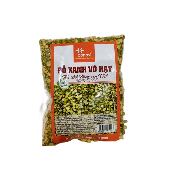 Đỗ Xanh Tách Vỏ, Đậu Xanh Vỡ Hạt Donavi 200g