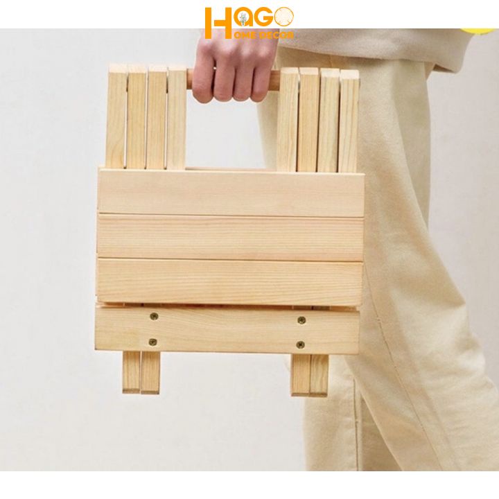Ghế gỗ mini gấp gọn chất liệu gỗ thông cao cấp sử dụng đi picnic, dã ngoại, du lịch, cafe tiện lợi