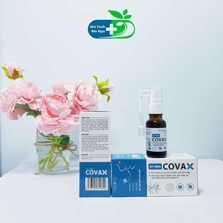 Xịt họng covax chiết xuất xuyên tâm liên hỗ trợ cảm cúm do vi khuẩn, virut giảm rát họng,viêm họng