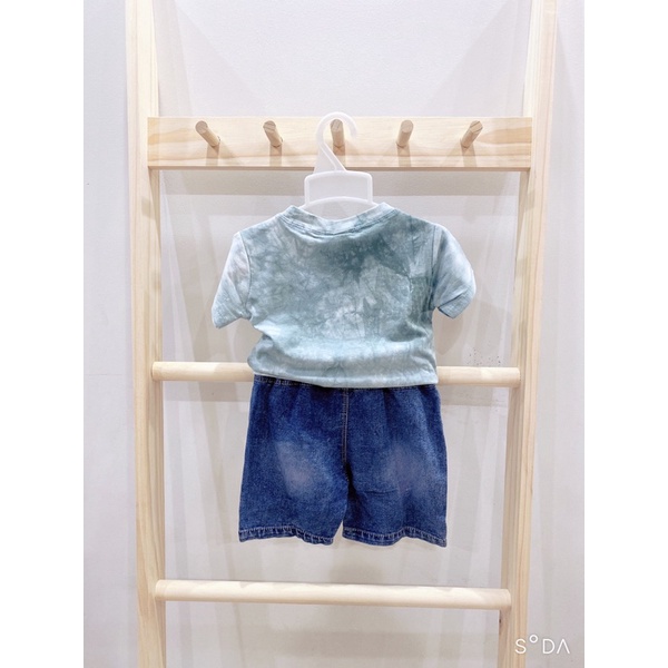 Set quần bò bé trai, set áo phông mix quần bò cho bé trai đi chơi đi học 8-15kg