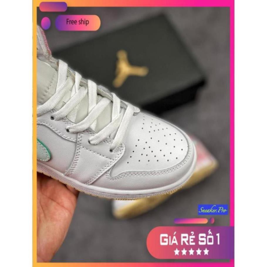 Giày thể thao Air Jordan 1 Mid Paint Drip  vẩy sơn hồng cổ cao siêu xinh, mẫu mới nhất dành cho nữ