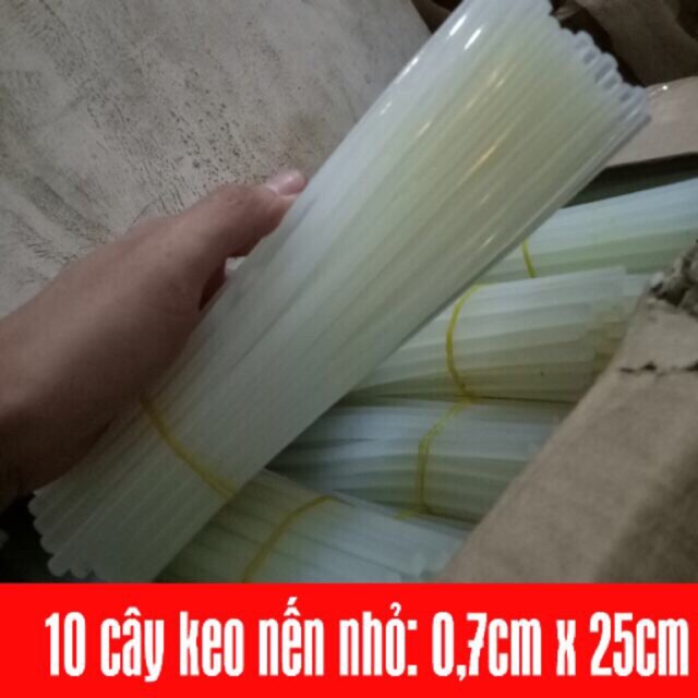 10 cây keo nến nhỏ/ bó 0,7*25cm,keo nến sillicon,keo nến bé