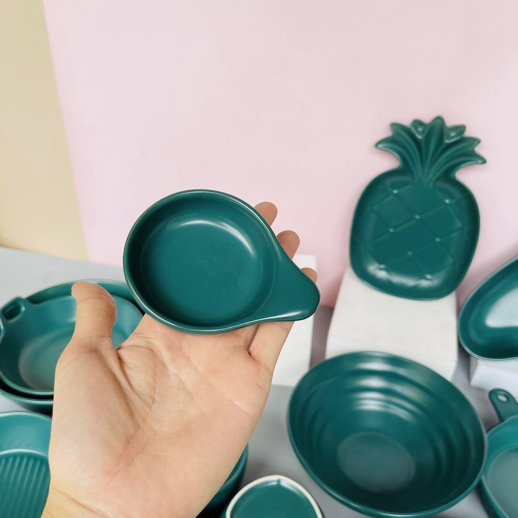 Sét bát đĩa gốm sứ decor combo bộ màu xanh 15 món siêu đẹp