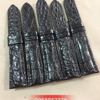 Dây đồng hồ da cá sấu ( mặt trong da bò ) size 18, 20,22