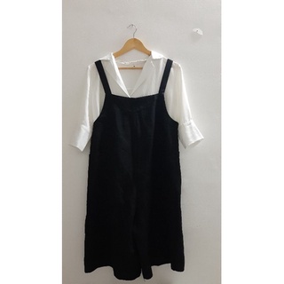 set yếm quần và áo sơ mi cổ vest lụa mát size L 2hand cond 9