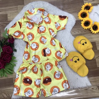 Bộ ngủ phi bóng Pijama gấu line