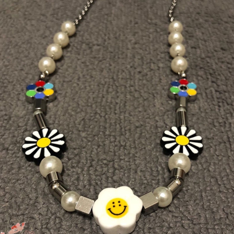 Dây Chuyền Mặt Hoa Cúc Đính Ngọc Trai Phong Cách Hip Hop