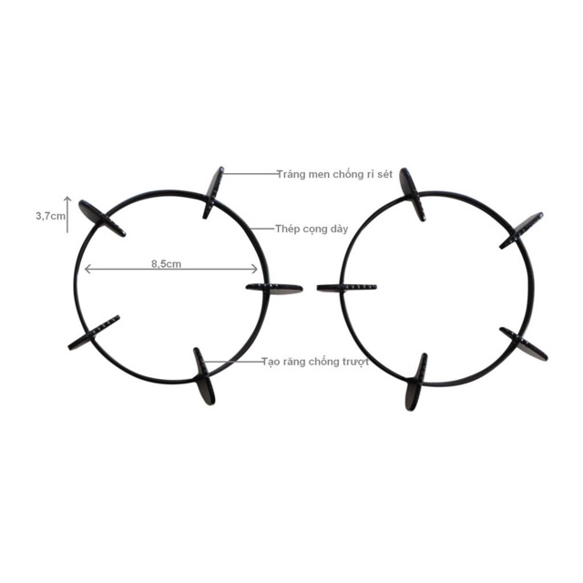 Com bo 6 đôi kiềng thấp bếp gas mặt kính