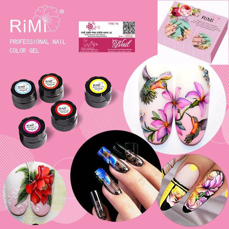 Sét Gel Vẽ RIMI 12 Màu Sắc Đẹp Vẽ Móng Tay Nghệ Thuật