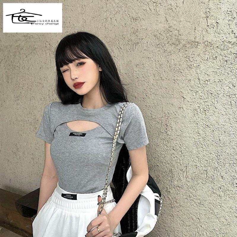 Áo Thun Tay Ngắn Giả Hai Lớp Dáng Ôm Thời Trang Mùa Hè Hàng Mới Dành Cho Bạn Nữ