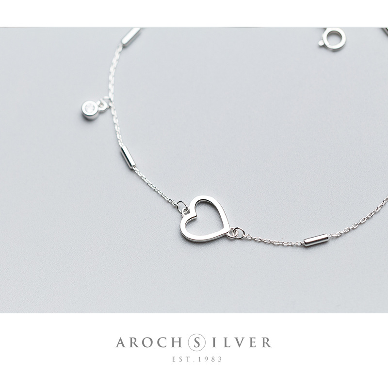 Lắc Chân Mạ Bạc 925 Đính Đá Hình Trái Tim Xinh Xắn S2348 | BigBuy360 - bigbuy360.vn