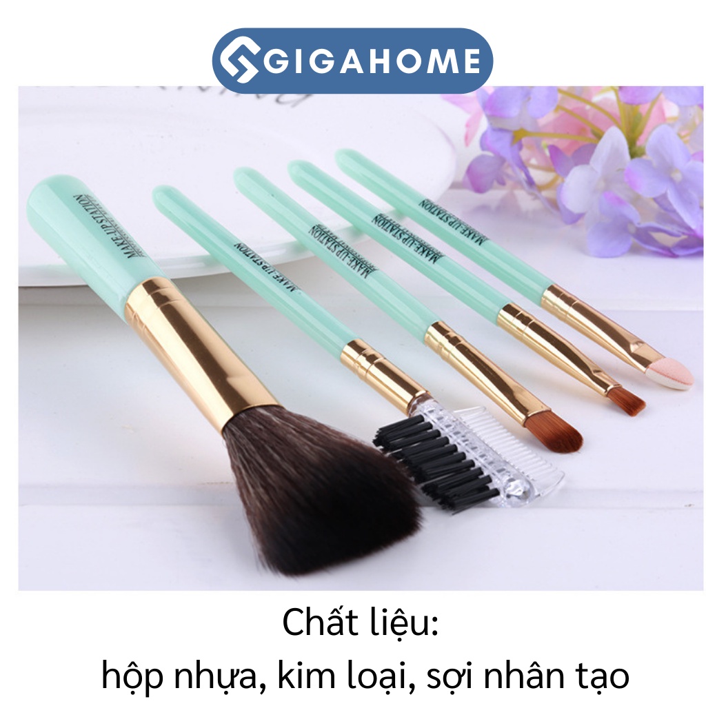 Bộ 5 Món Cọ Trang Điểm Cá Nhân GIGAHOME Lông Mềm Mịn, Dễ Ăn Phấn Dễ Mang Đi 8691