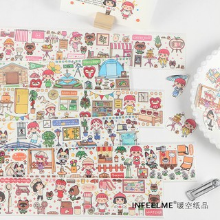 Sticker Dán MASKING TAPE hình cô bé đáng yêu