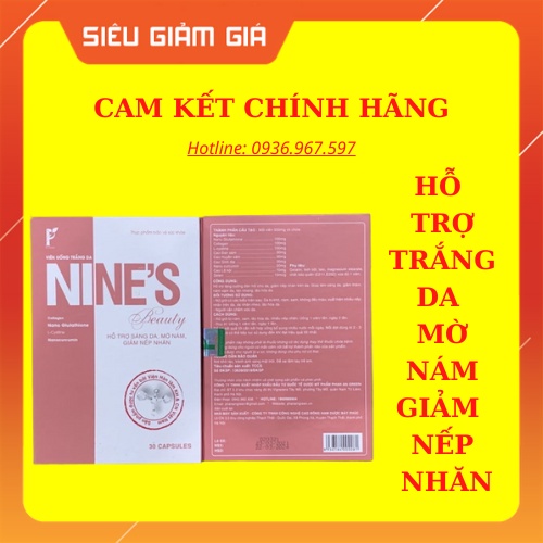 Viên uống Nine’s Beauty ❤️[ CHÍNH HÃNG ] ❤️ Giúp trắng da mờ nám Hộp 30v Tem nguyên