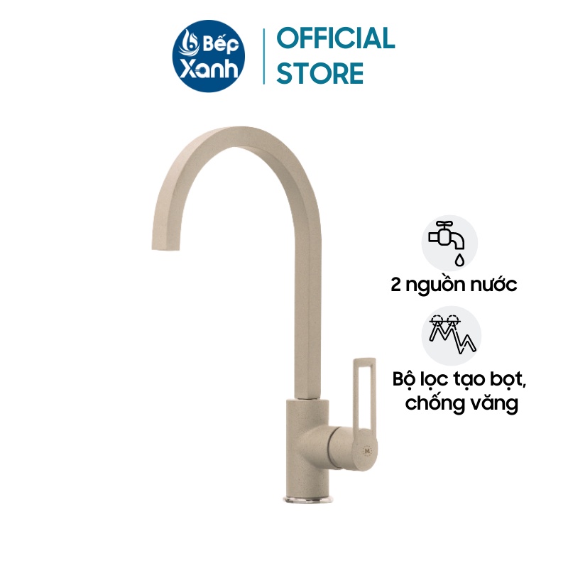 [TRẢ GÓP 0%] Vòi rửa chén Malloca MF-062 Đồng thau sơn giả đá (màu kem) - Nhập khẩu Ý - Bảo hành 3 năm