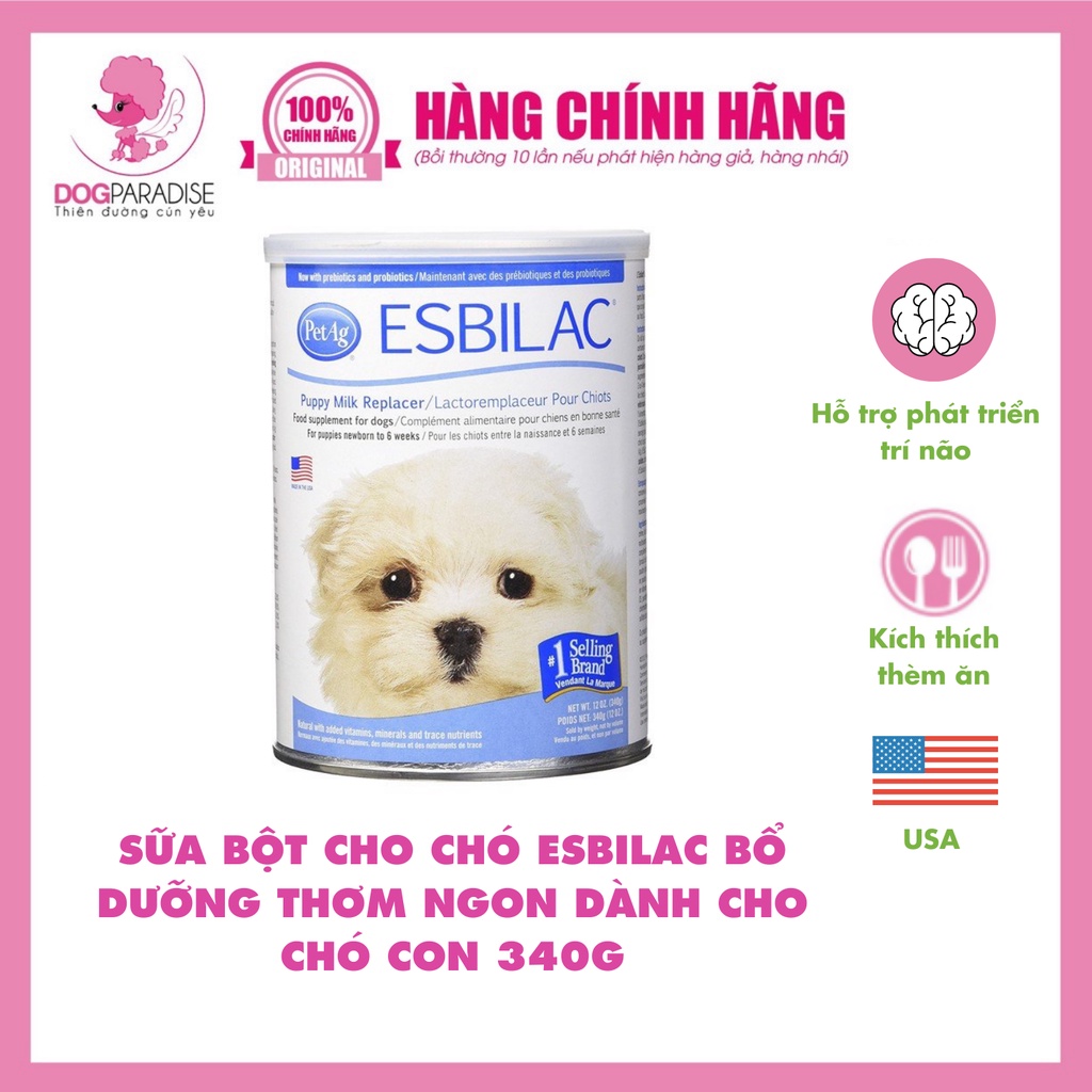 Sữa bột cho chó Esbilac bổ dưỡng thơm ngon dành cho chó con 340g - Dog Paradise