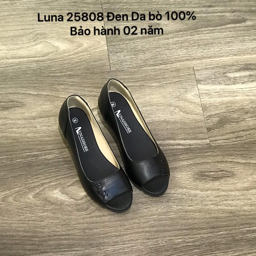 Giày đế xuồng nữ da bò mềm 100% bảo hành 2 năm 1 đổi 1 LUNASHOES 25808 đi êm chân, dễ phối đồ, thời trang