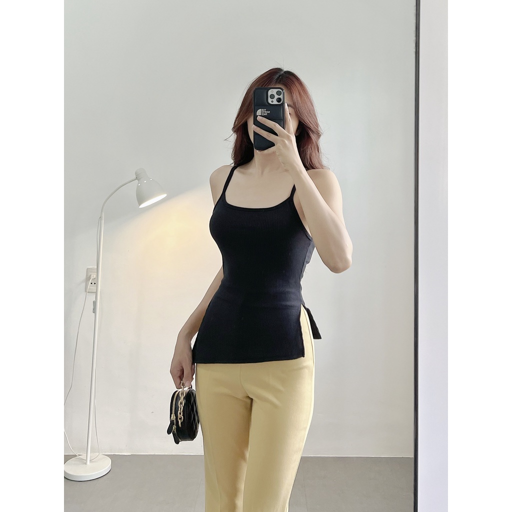 Áo croptop nữ hai dây HHVINTAGE kiểu lệch tà Top A16