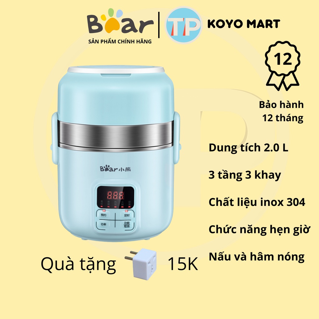 Hộp cơm cắm điện BEAR DFH-B20J1, sử dụng inox 304 cao cấp, dùng cho văn phòng