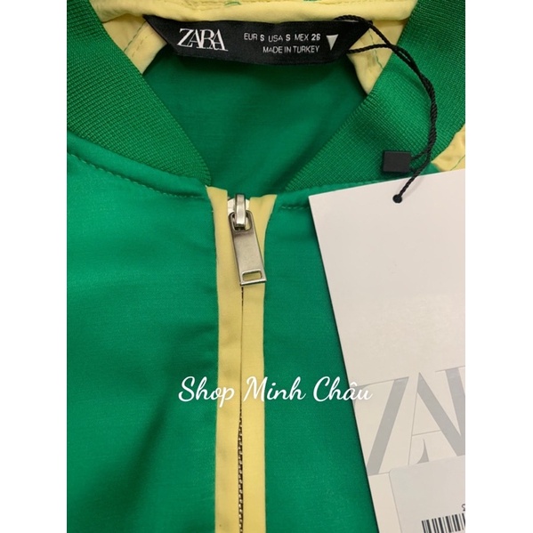 Áo khoác bomber satin phối mầu Zarrraa canh sale