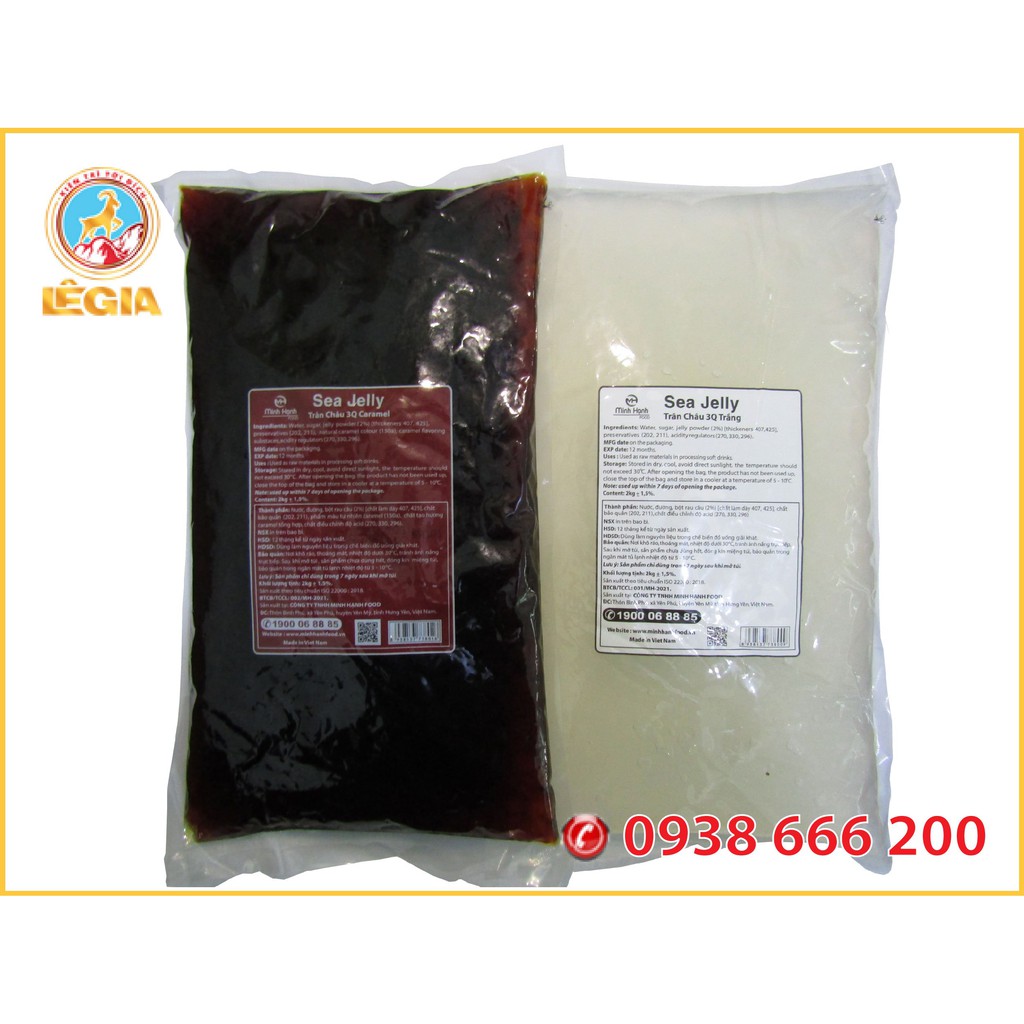 Thạch Ngọc Trai  Trắng 3Q Sea Jelly Gói 2kg - Nguyên Liệu Pha Chế Trà Sữa