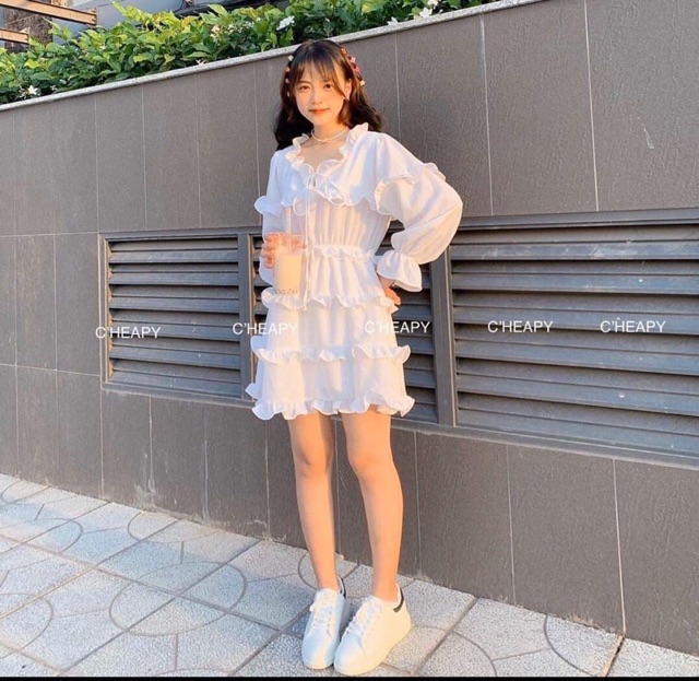 [Mã WASTGO hoàn 10% xu đơn 99k] VÁY TẦNG CỔ BÈO DÂY NƠ HSU1 | BigBuy360 - bigbuy360.vn