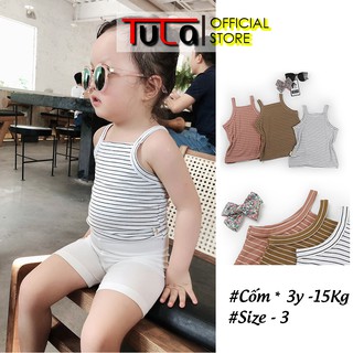 Áo Hai Dây Bé Gái Vải Tăm Kẻ Cho Bé Gái