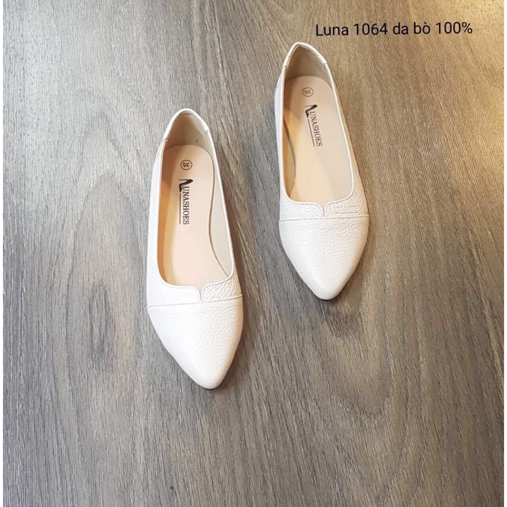 Giày bệt nữ da bò thật chính hãng LUNASHOES 1064 bảo hành 2 năm 1 đổi 1 hàng vnxk êm chân dễ đi