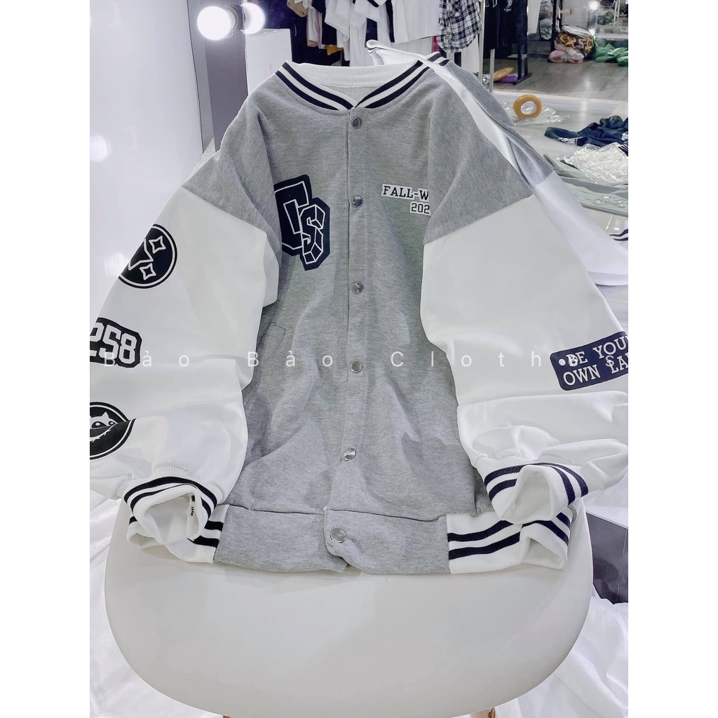 Áo Khoác Bomber Nỉ Chữ CS Form Rộng Unisex Chất Nỉ Ngoại Ulzzang