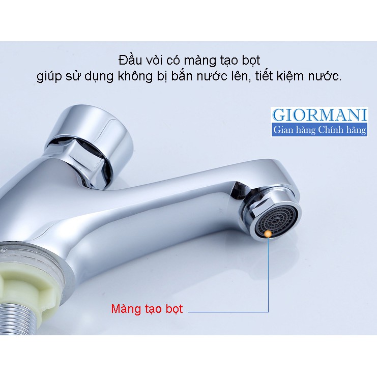 Vòi Lavabo chỉ lạnh tự động ngắt  ITALIA GIORMANI hợp kim bóng đẹp