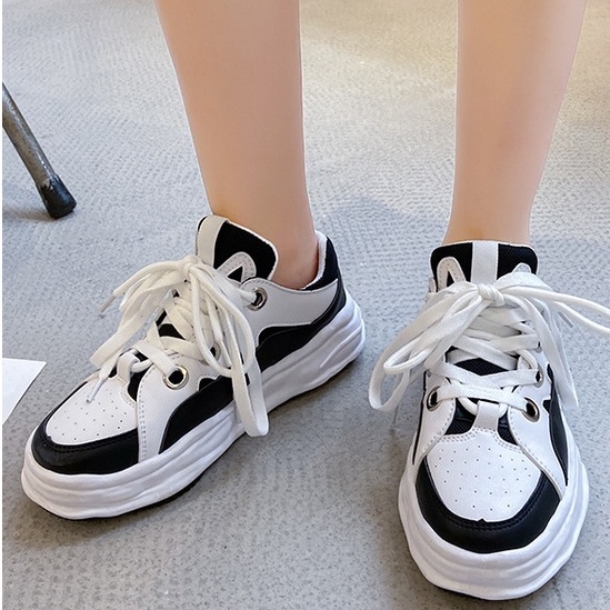 Giày Thể Thao Nữ Ulzzang Vintage, Giày Vải Cao Cấp Đế Độn 4cm Thắt Dây 2 Màu, Hàn Quốc Street Style - Iclassy_shoes