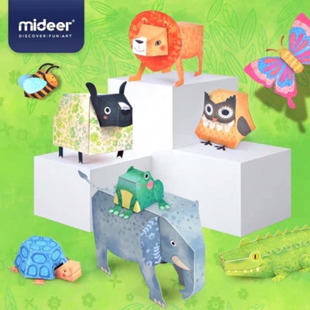 Bộ giấy Origami gấp hình động vật thể 3D của Mideer