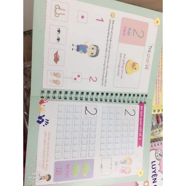 Bộ 3 Vở tập viết nét Lõm TỰ XÓA kèm bút tự bay màu cho bé luyện