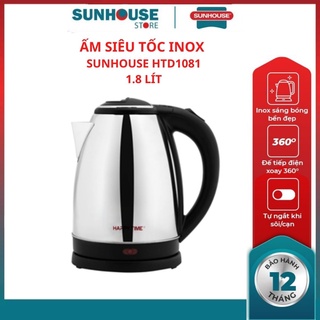 Ấm siêu tốc HTD1081 SUNHOUSE ấm đun siêu tốc 1,8l bình đun siêu tốc inox cách nhiệt hàng chính hãng bảo hành