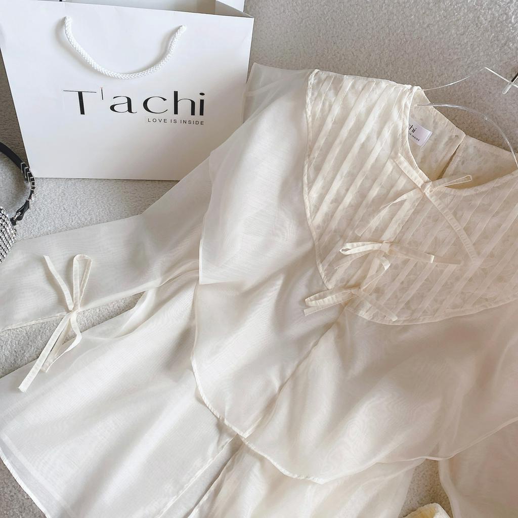 SET VOAN NUDE TAY PHỒNG + SHORT REN HOA 🎶