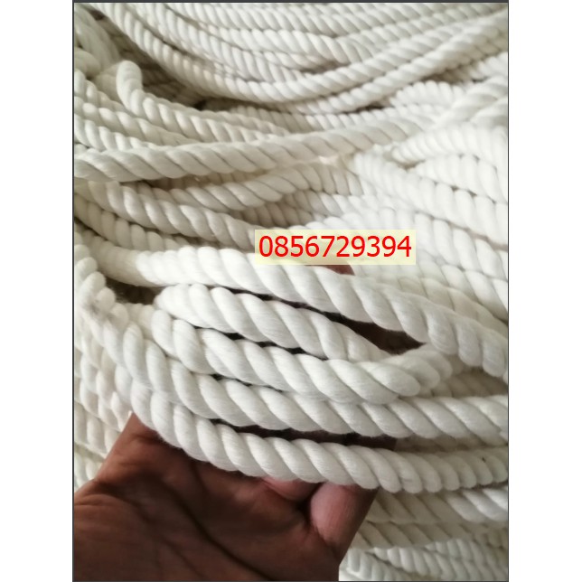 Dây thừng macrame se cotton, dây thừng trang trí màu kem size 10mm