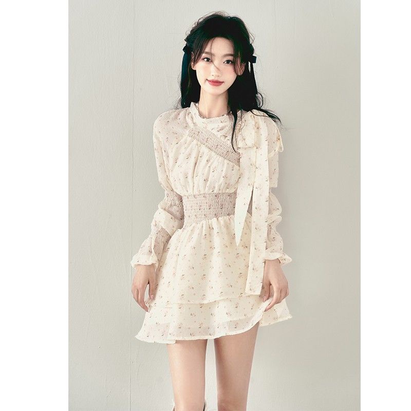 1 Đầm Hoa Tay Dài Thiết Kế Dáng Ôm Thời Trang Mùa Hè Xinh Xắn Cho Nữ