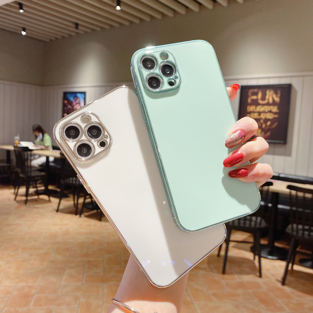 ốp điện thoại Tpu Mềm Trong Suốt Viền Màu Cho Iphone 12 11 Pro Max Mini X Xs Max Xr 7 8 Plus Se 2020