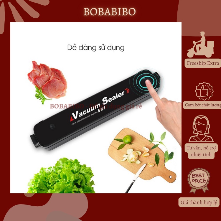 [Tặng 10 Túi Hút Chân Không 28*14 cm] Máy Hút Chân Không Thực Phẩm Kèm Hàn Miệng Túi Vacuum Sealer Cao Cấp Bobabibo